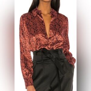 Cinq à Sept Python Print Isha Silk Blouse in Rosewood - Size XS